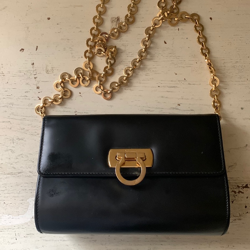 Ferragamo black leather handbag